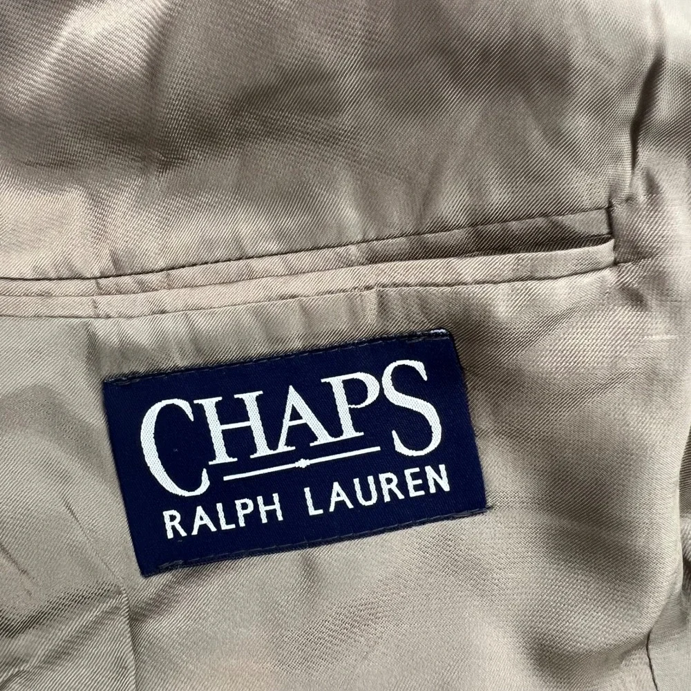 Vintage Chaps Ralph Lauren Wool Blazer Union Made Canada 42L Brown Sport Coat